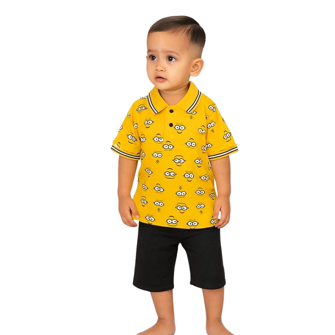 Babys 2pcs Printed Polo T-shirt Set (2 yrs-12yrs)