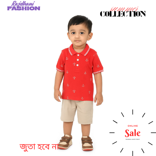 Babys 2pcs Printed Polo T-shirt Set (2 yrs-12yrs)