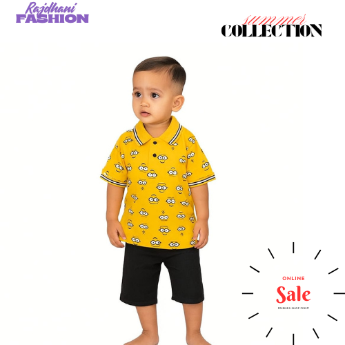 Babys 2pcs Printed Polo T-shirt Set (2 yrs-12yrs)
